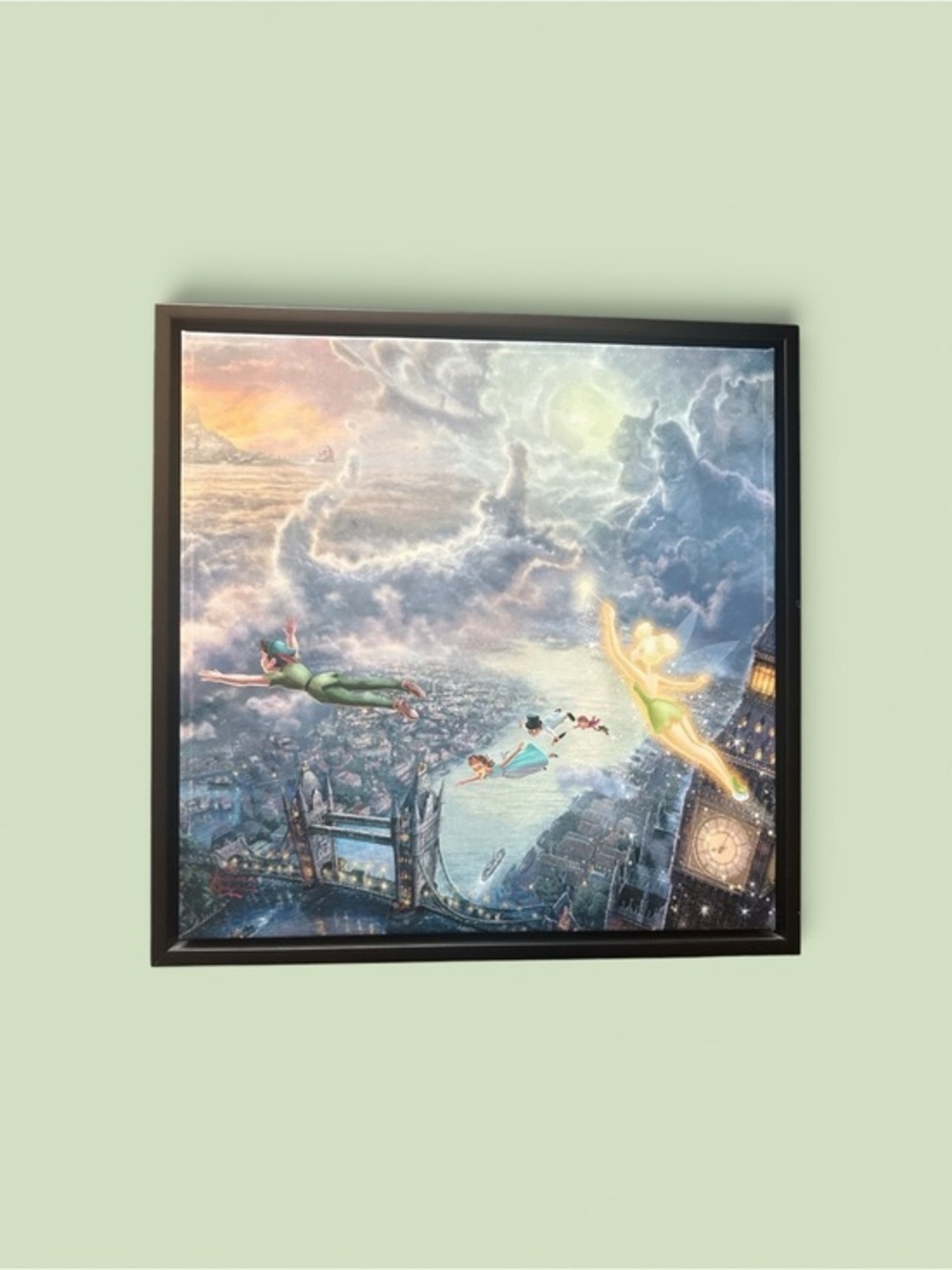 Disney’s Thomas Kinkade 14” X 14” Gallery Wrapped Canvas Peter-pan Framed Art